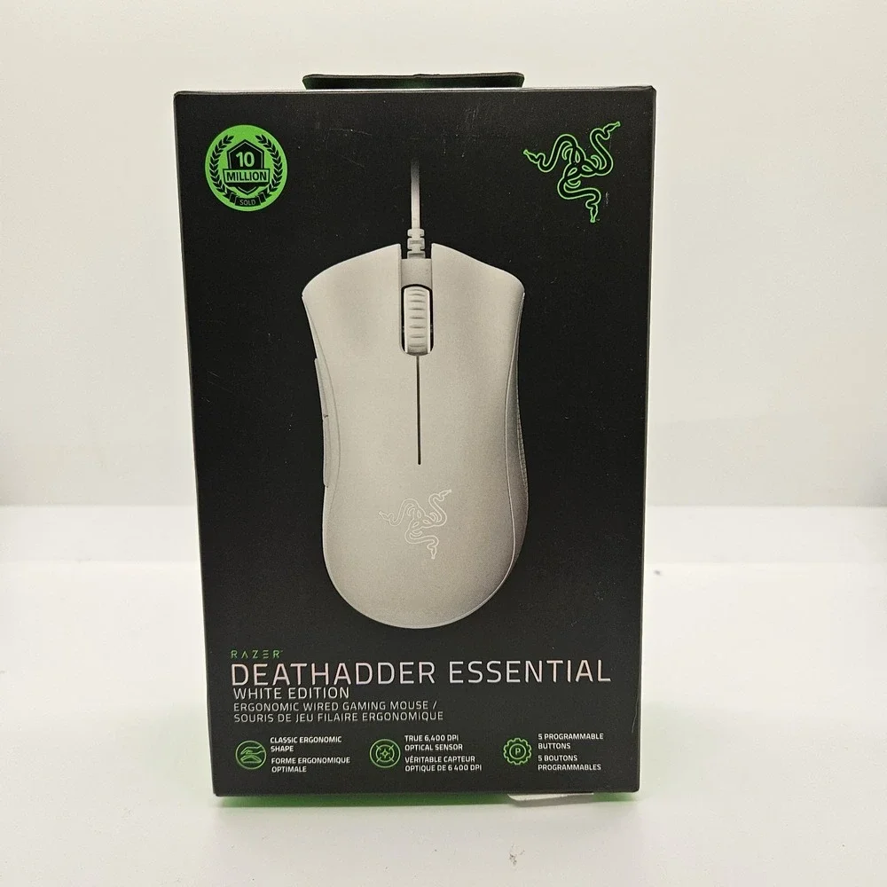 Razer DeathAdder Essential White Wired Gaming Mouse 6400 DPI Ergonomic